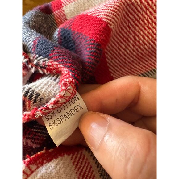 Red Plaid Flannel Women's Shirt Dress Shacket Size M/L Oversized Jacket - Picture 6 of 7